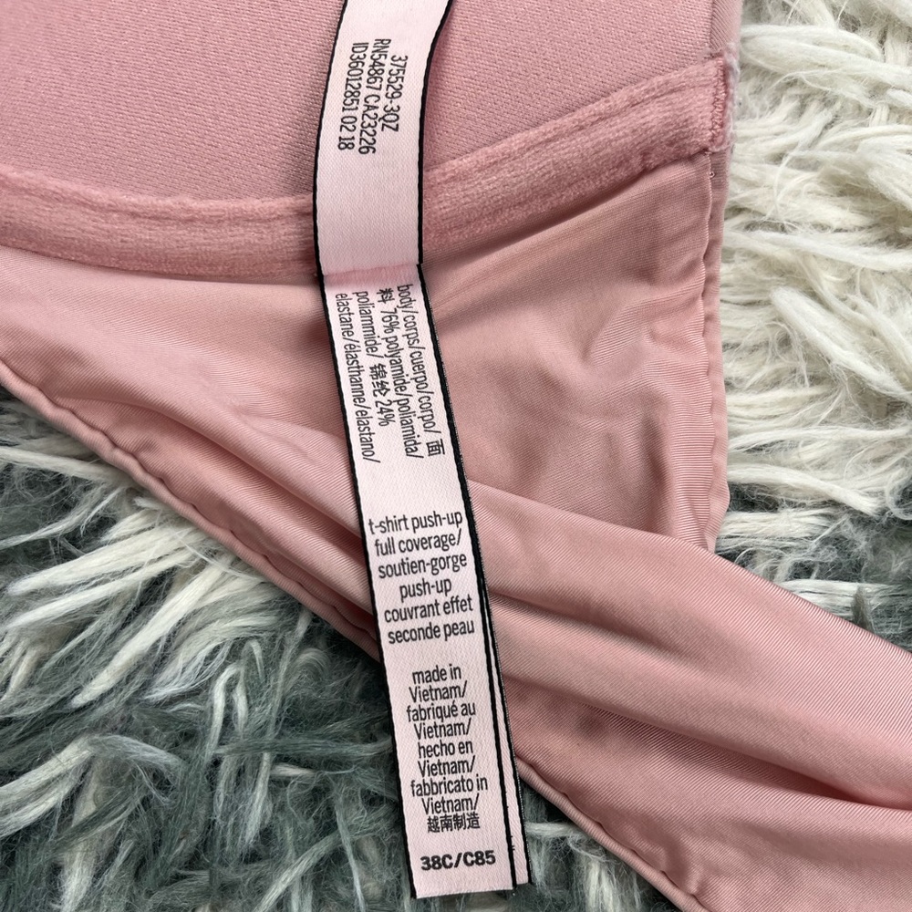 Victoria's Secret Women's Pink Racerback T-shirt Push-up Full Coverage Bra 38C - Picture 5 of 9